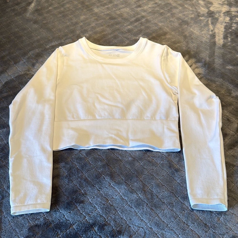 Aerie white long sleeve crop top